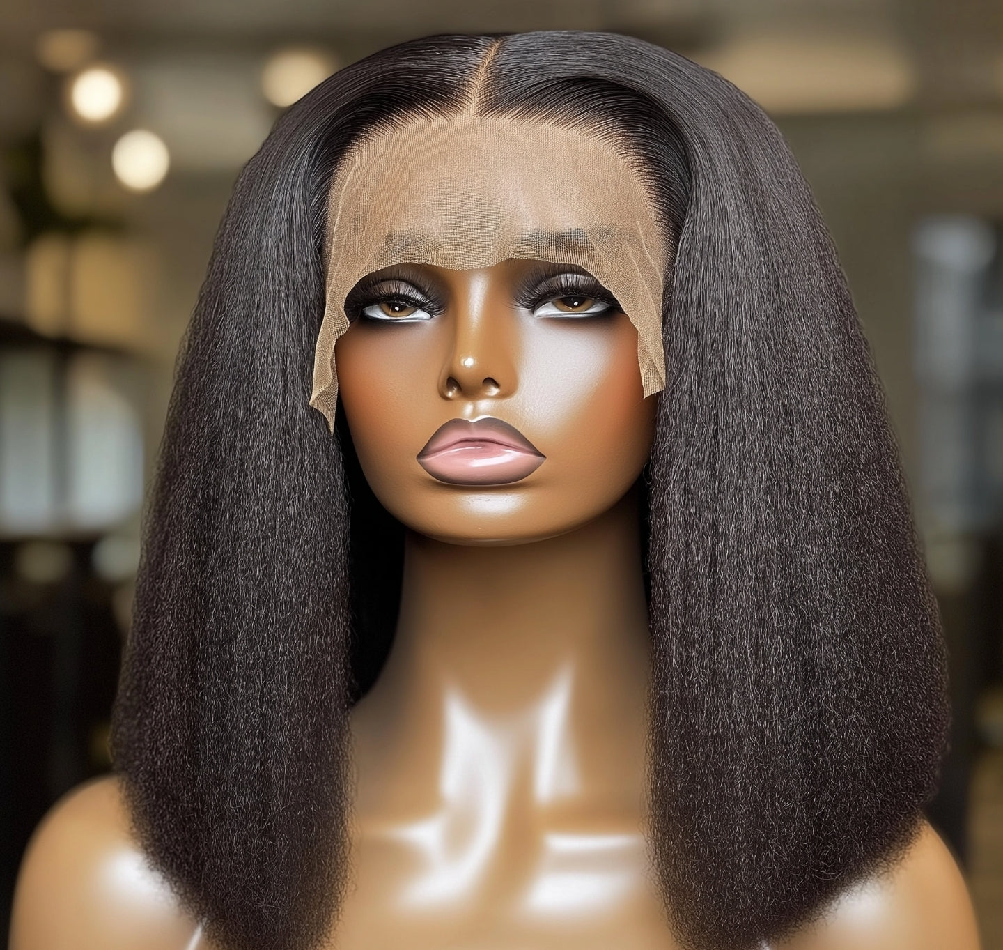 Kinky Straight Transparent Closure Wig - SHOPMYBOMBSHELLBEAUTY