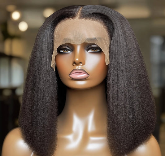 Kinky Straight Transparent Closure Wig - SHOPMYBOMBSHELLBEAUTY